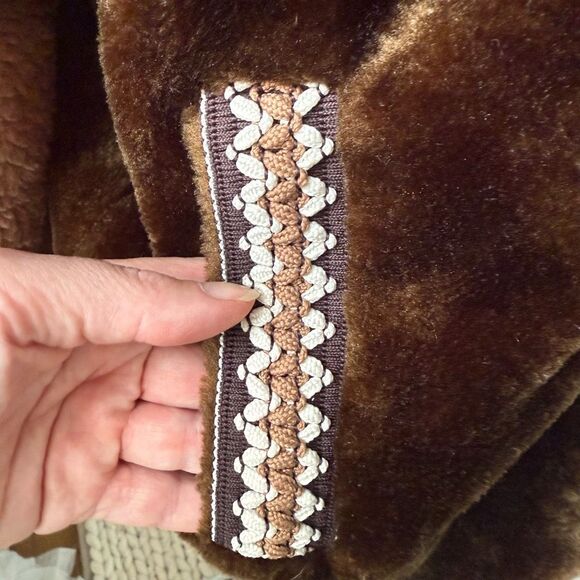 UGG Marlene Heritage Braid High Pile Fleece Jacket Chestnut Heritage Brown $198 - Picture 5 of 9